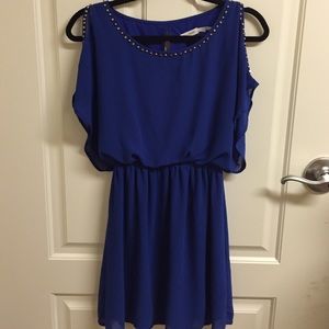 Blue Dress with Gold Beading