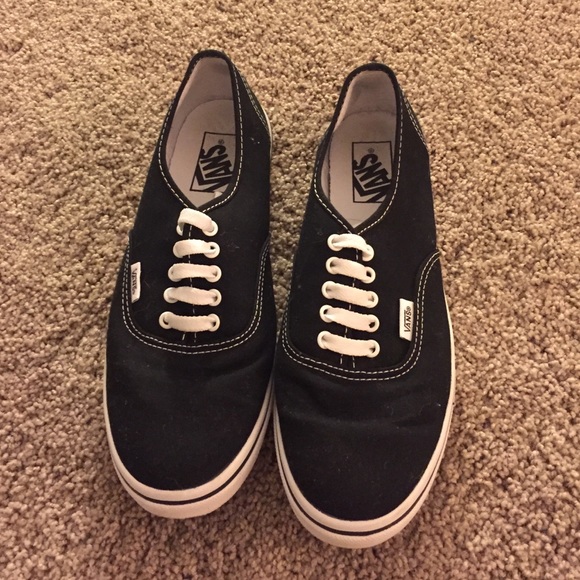 Black Vans Low-Rise Sneakers w/ White Rubber Soles