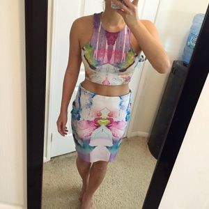 Nasty Gal Sole Mio Two Piece Watercolor Body Con