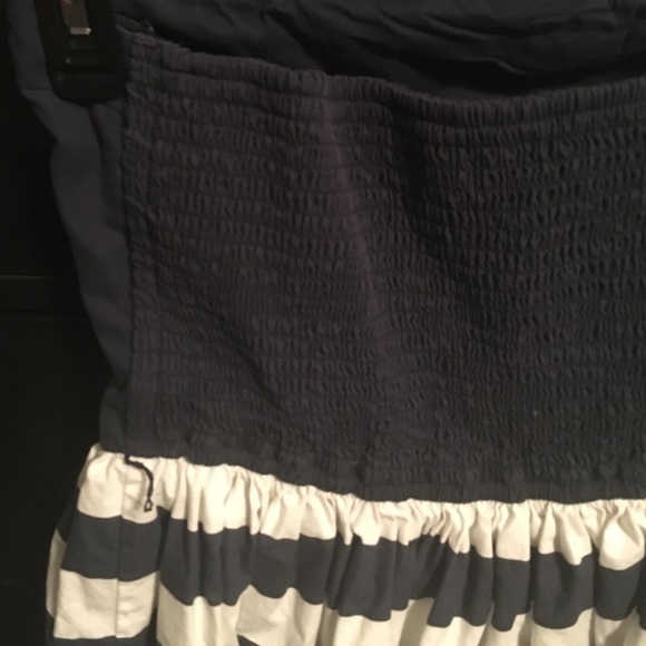 Strapless Navy Blue/White Striped Summer Dress - Picture 2 of 2