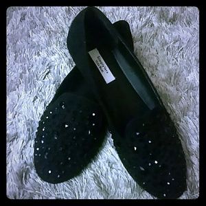 Black Bejeweled Flats