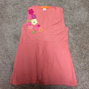 Cynthia steffe peach floral baby doll top xs