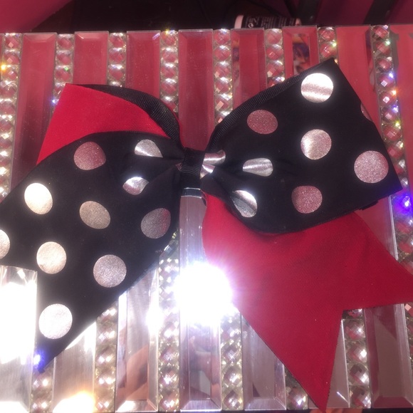 red and black polkadot cheer bow