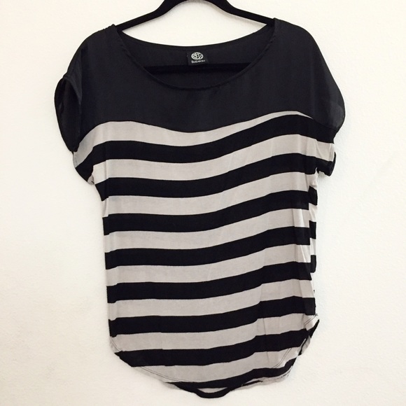 Bobeau black and white striped tunic