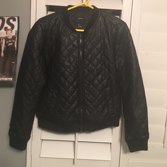 Plastic Leather Zip-Up Jacket.