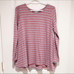 Anthropologie Pink & Grey Striped Tunic