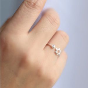 925 silver star of david small crystal ring