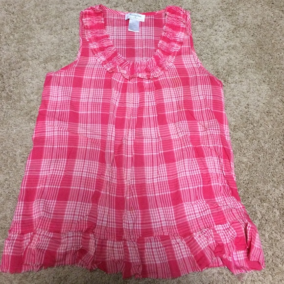 Pink plaid ruffle tunic small