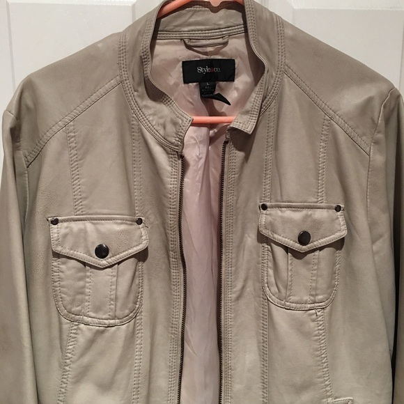 Style & Co beige leather jacket - Picture 3 of 3