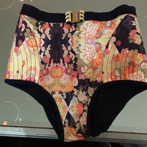 Japanese floral high waisted bikini bottoms