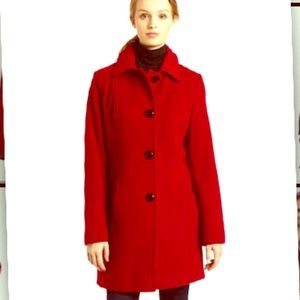 Anna Klein long red pea coat