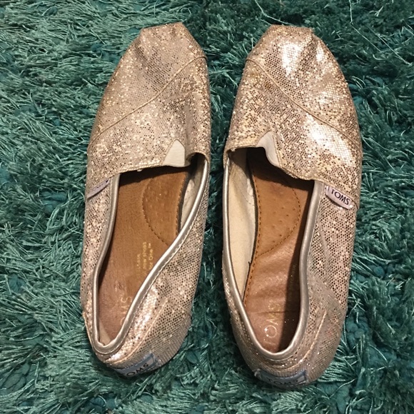 Silver Glitter Toms Flats sz 8.5