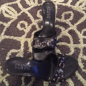 Franco Sarto low slip on black & silver sandals