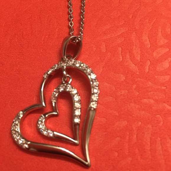 Double heart sterling silver necklace - Picture 1 of 2