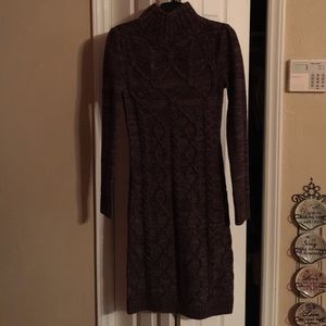 Knit, brown, turtle neck dress.