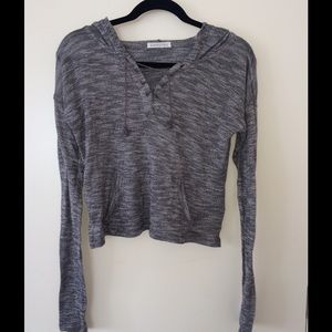 🚫SOLD🚫Aeropostale Gray Lace Up Light Crop Hoodie