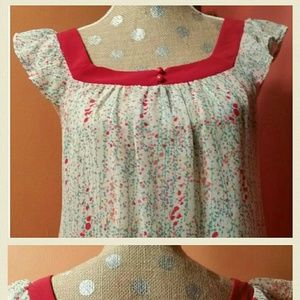Retro Square Neck Floral Print Top