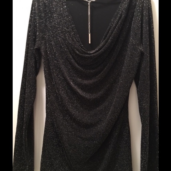 Michael Kors black and silver top with drape back