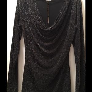 Michael Kors black and silver top with drape back