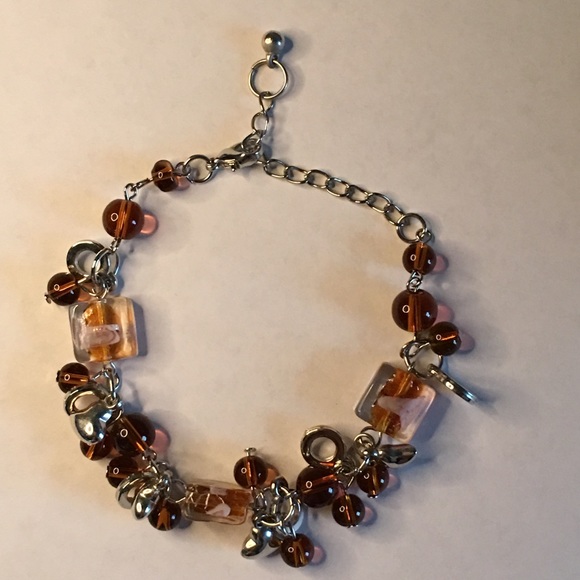 Amber Colored Beaded Bracelet