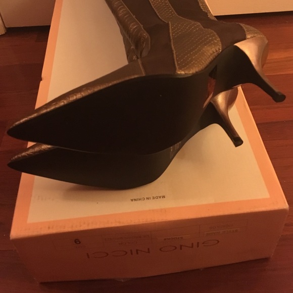 🆕 NWT Gino Nicci Brown & Gold knee high boots - Picture 3 of 4
