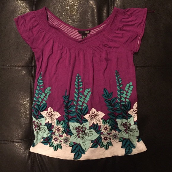 H&M top with purple and green floral design