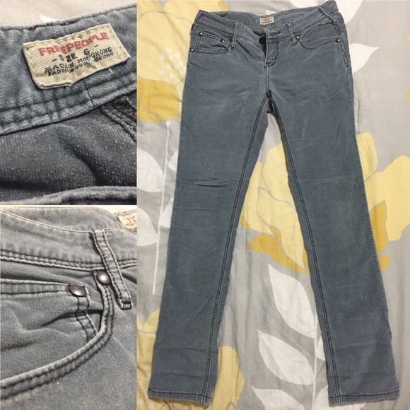 Free People Grey Velvet Jeans