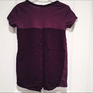 Anthropologie Burgundy Tee w/ Blouse Detail