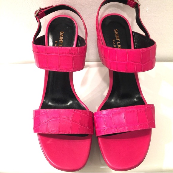 Saint Laurent Jane Crocco Platform Sandals size 37 - Picture 2 of 4