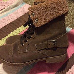 Suede Combat Boots