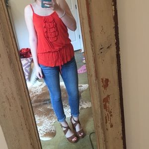 Orange ruffle top