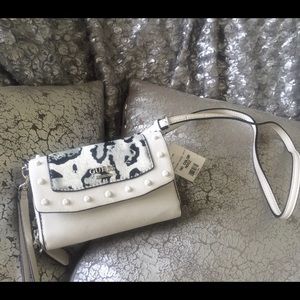 Guess snow leopard petite handbag NWT