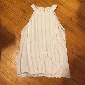 Zara White Sheer Pleated Tank