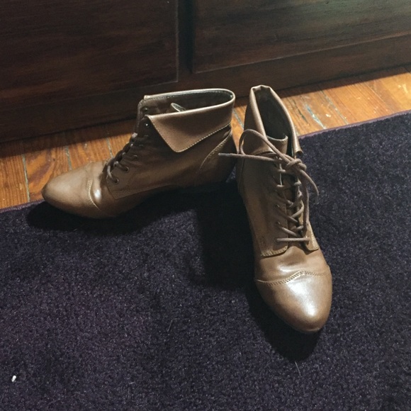 Brown lace up booties