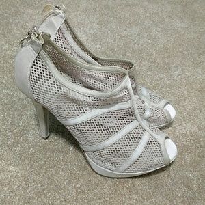 Mesh detail nude heels
