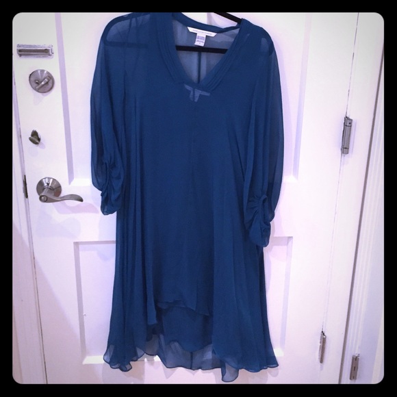 Teal DVF Dress with Slip