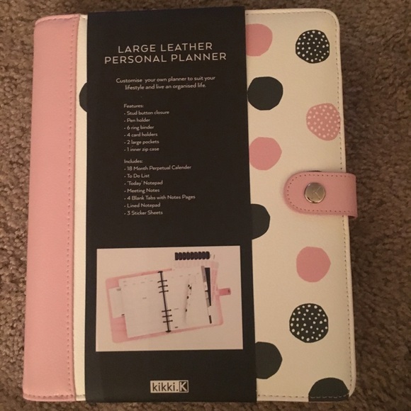 Kikki K pink, black and white A5 planner