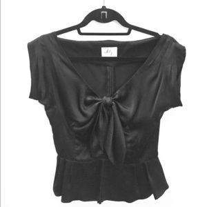 Black Peplum Silk Blouse