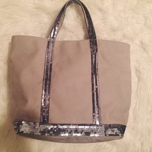 Grey sequined tote bag