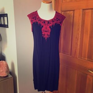 NWOT Nieman Marcus Navy Blue and Red Dress