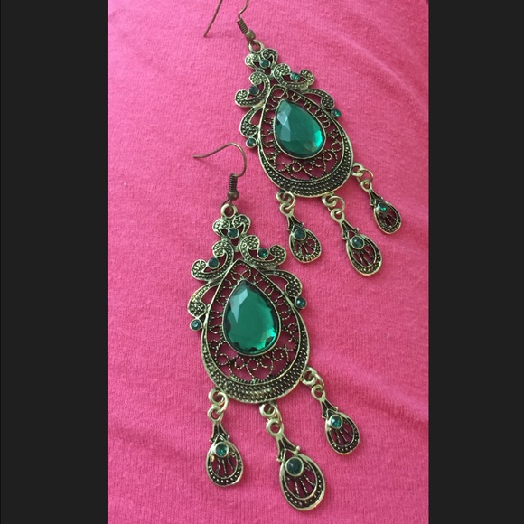earrings with green stones. Beautiful