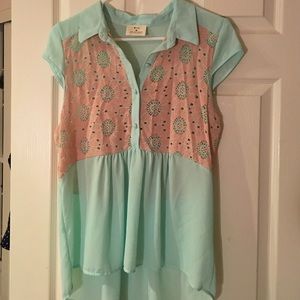 Breezy button down top with detailing