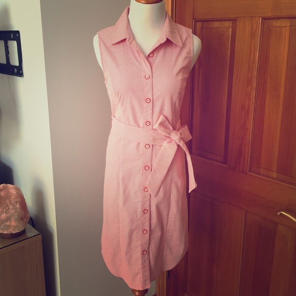 Grace Red and White Stripe Button Down Dress
