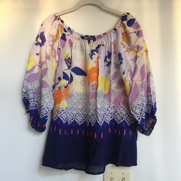 Anthropologie Silk Floral Print Top - Picture 2 of 4