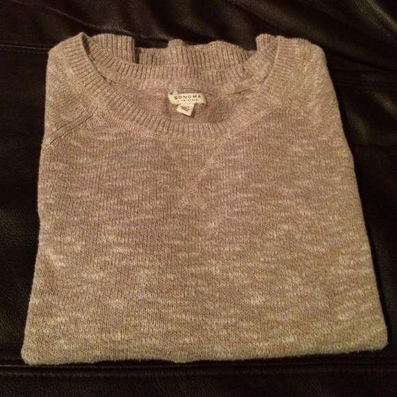 Sonoma Sweaters - Cream and White 3/4 Sleeve Lightweight Sweater