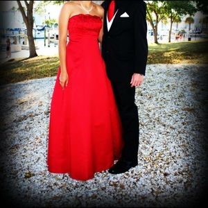 Long Red Strapless Dress
