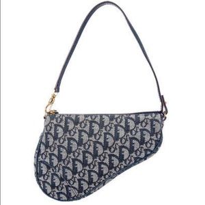 Christian Dior Navy Mini Saddle Bag