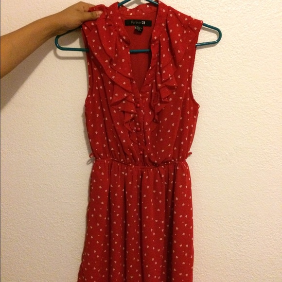 Red and white heart patterned dress