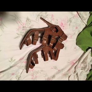 Brown strappy heels