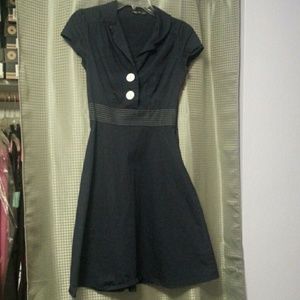 Vintage inspired sailor shirt dress navy blue 7